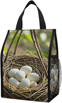 Magical Bird Nest Insulated Lunch Bag with Pocket Reusable Leakproof Cooler Bags Portable Insulated Lunch Tote Picnic Cooler Cute Snack Bag for Women Men Work Travel Camping