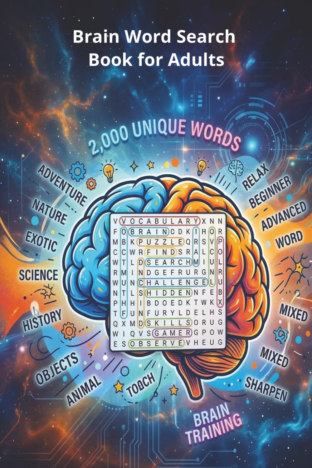 Brain Word Search for Adults: 2,000 Unique Words | 100 Large Print Puzzles for Adults, Teens & Seniors | Vocabulary Building & Brain Training Activity Book