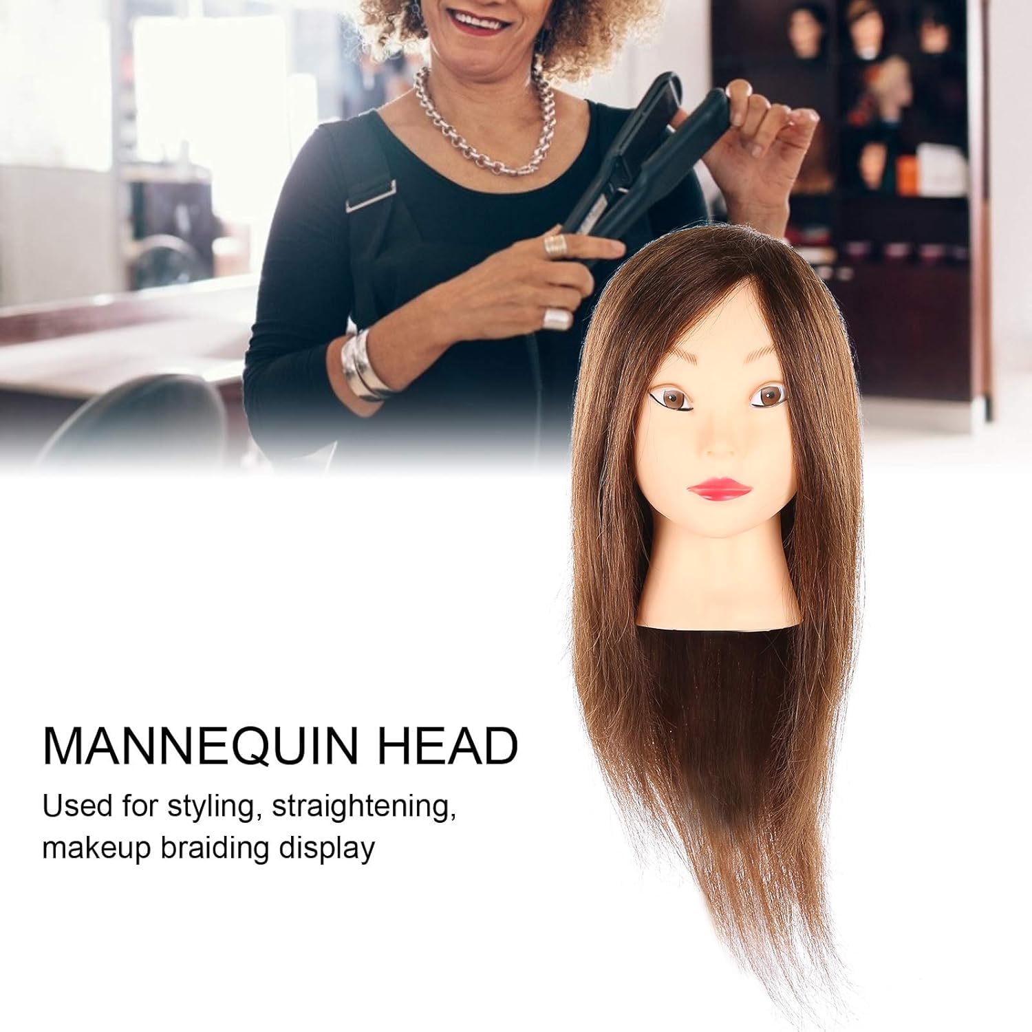 Mannequinkopf Für Die Kosmetikpraxis, Friseur-trainingskopf, Kosmetik-Übungskopf, Kosmetik-haartraining Mit Halterung Für Das Haarstyling-Training.