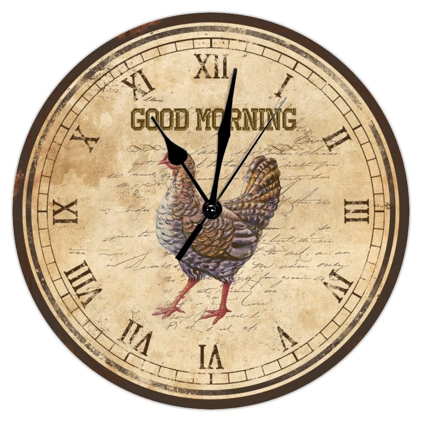 Horloge murale en bois noble coq décoration à quartz haut de gamme