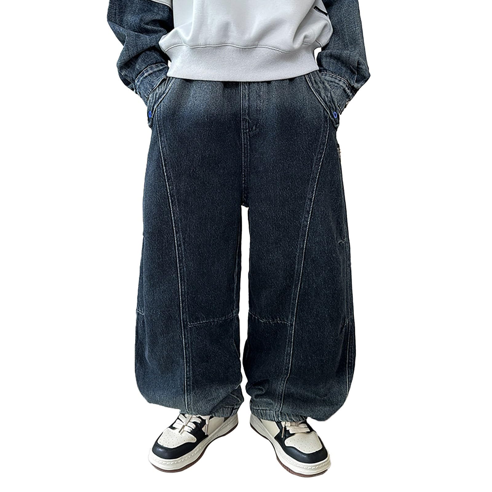 Pantalones vaqueros para niños cómodos con pernera holgada y tiro flexible 8