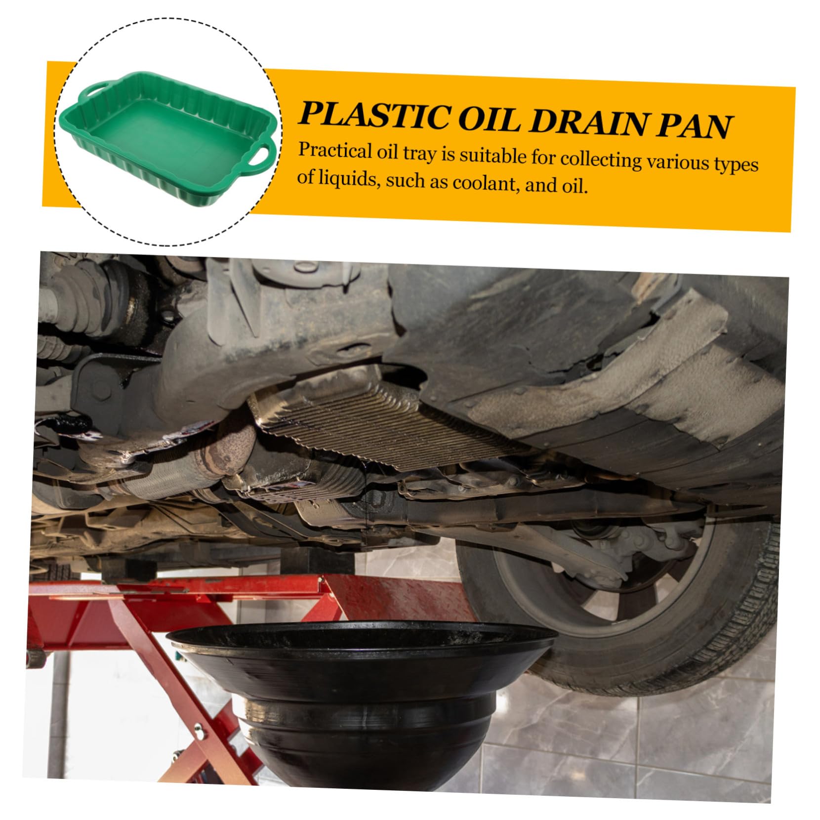 Bac de Vidange Huile en Plastique Vert 60x39x9cm pour Entretien Auto