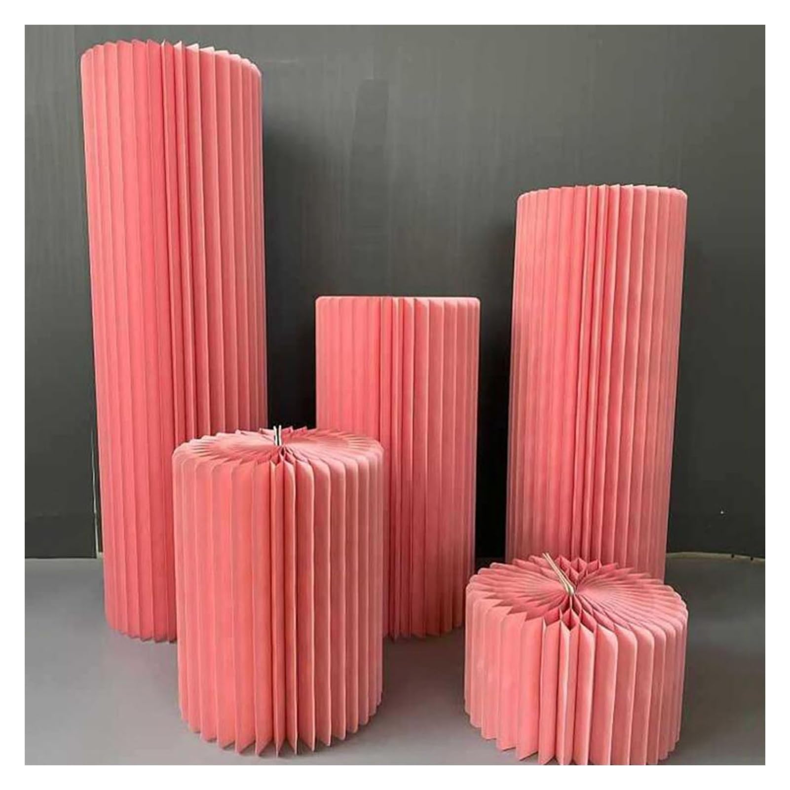 4 szt. stojaków cylindrycznych na kolumnie rzymskiej do deserów z akrylowym dyskiem(Pink Diameter 30cm)