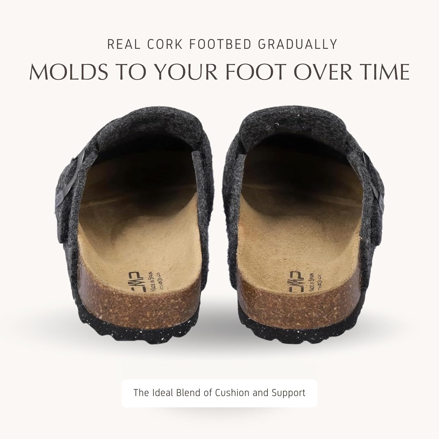 CMP ECO TARAZ Men’s Sustainable Felt Slippers – Recycled Materials with Natural Cork Footbed & Arch Support - Image 6