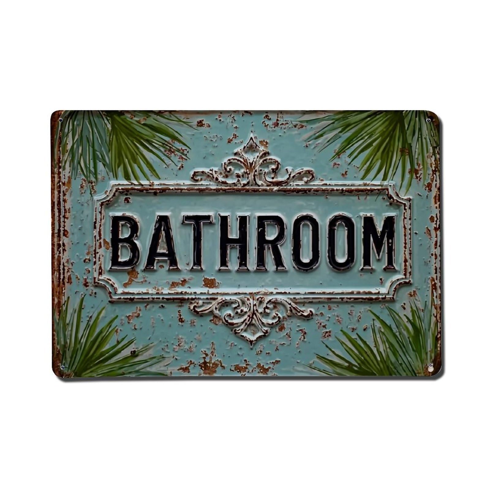 Rustic Turquoise Metal Sign With Palm Leaves Tin Sign Metal Poster Vintage Metal Signs for Home Man Cave Bar Cafe Kitchen laundry room Wall Decorations Gift 8x12Inch