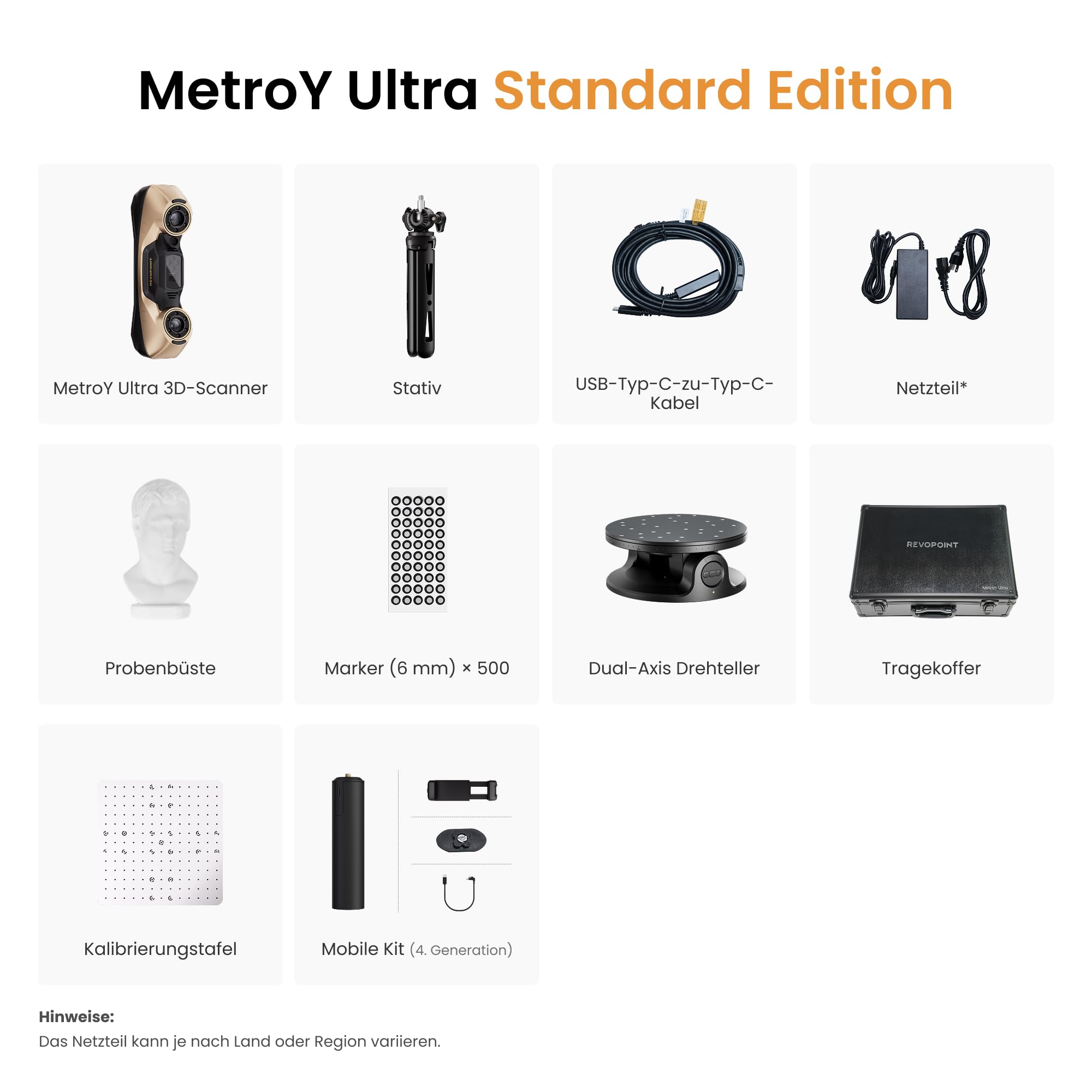 Revopoint MetroY Ultra 3D-Scanner, 0,01 mm präziser Blauer Laser, 90 FPS Highspeed, Wi-Fi 6-WLAN, Scannen im Freien, Vollfarbscan für Reverse Engineering und 3D-Druck, Standard Edition | 90 fps Highspeed, Wi-Fi 6, Scannen im Freien, Streaming-Bildschirmfr