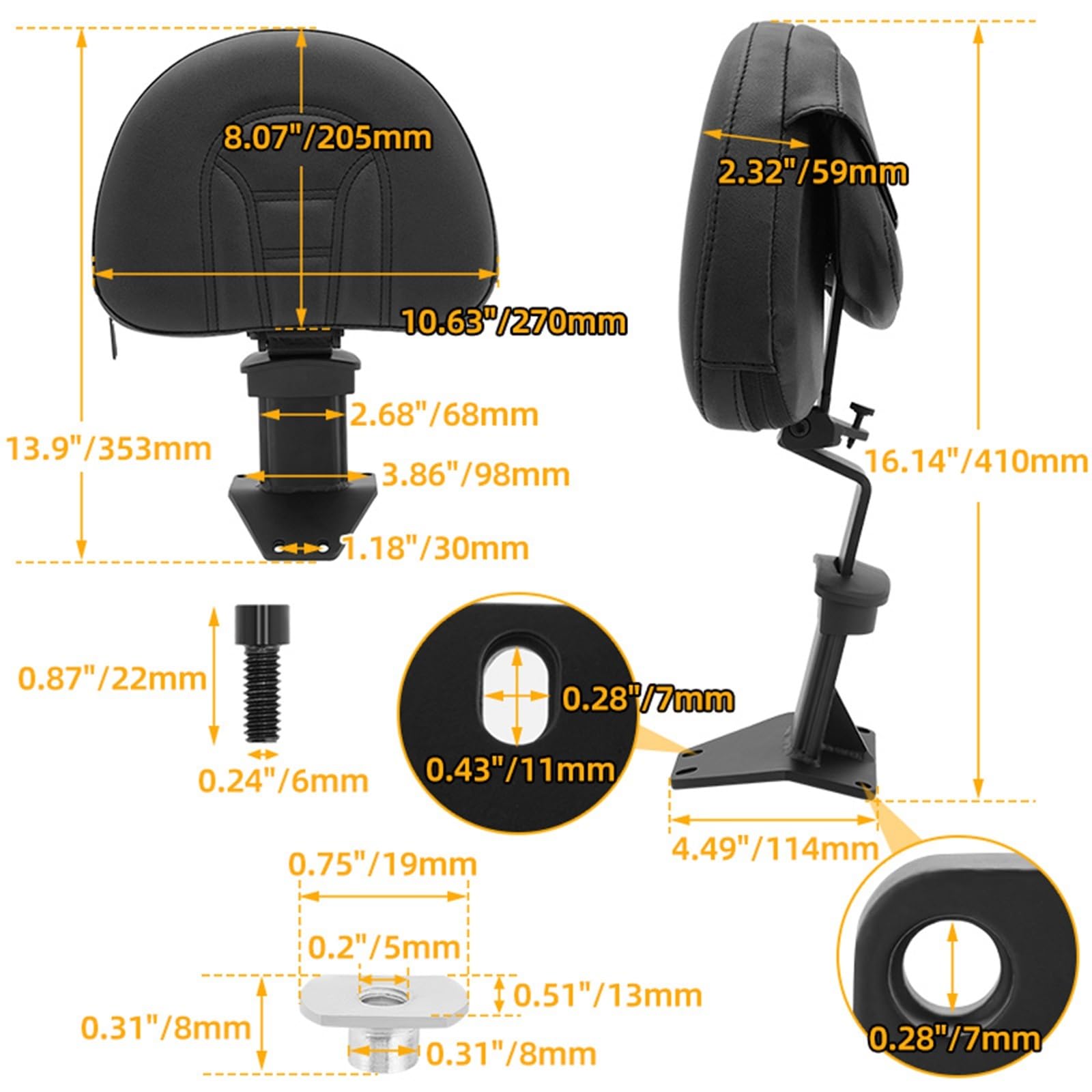 Kit De Dossier Conducteur Avant Réglable pour Goldwing 2018-2023 GL1800