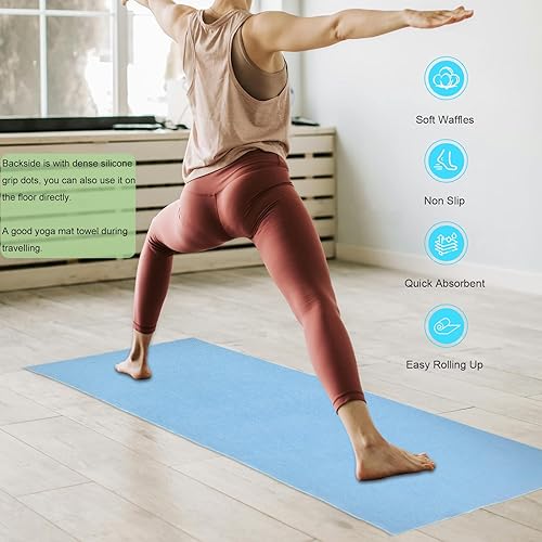 Miniatura 4 de Toalla de yoga caliente con punto de agarre de silicona densa, toallas antideslizantes para yoga caliente, absorbente y sudor antideslizante,