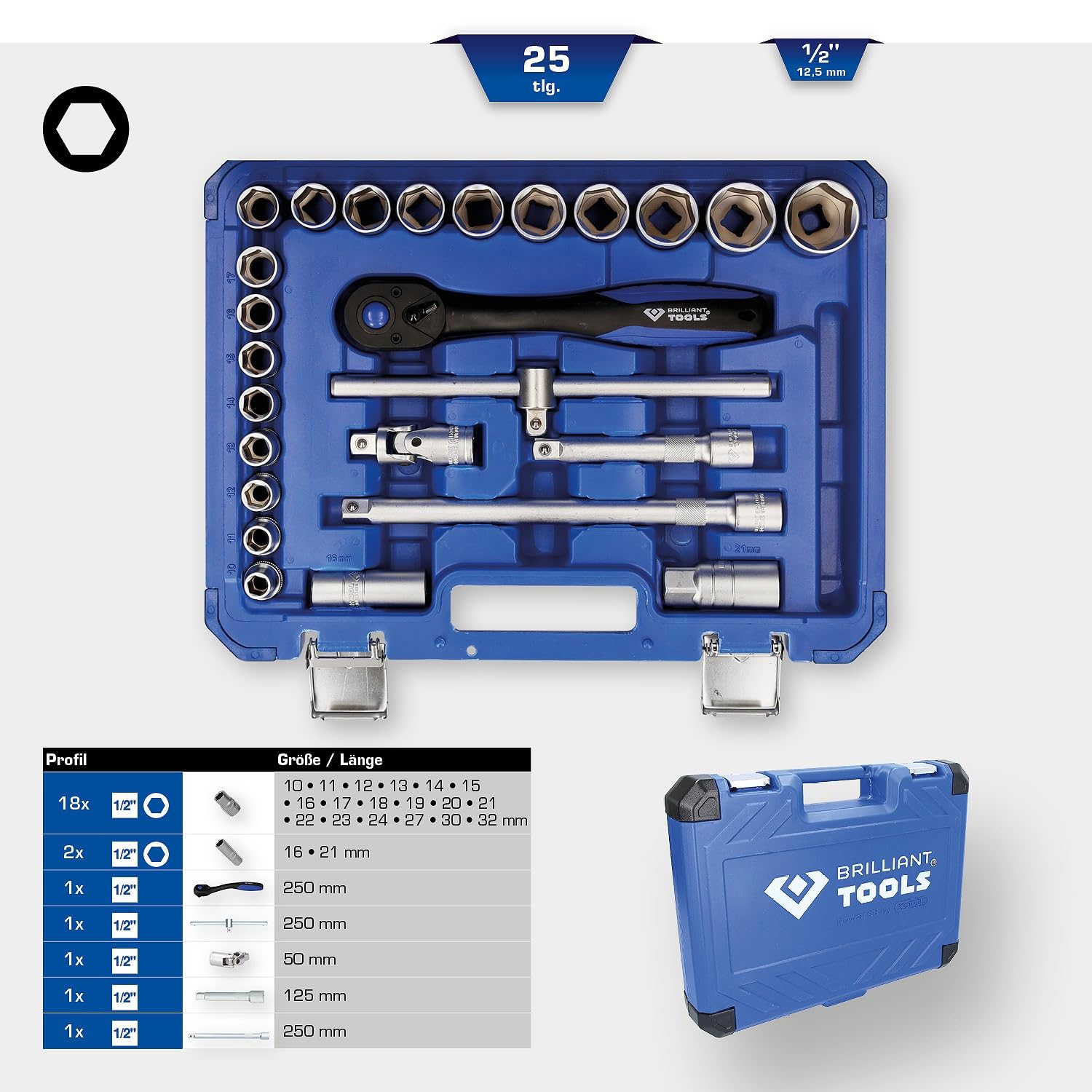 BRILLIANT TOOLS BT022025 Coffret de douilles [Powered by KS TOOLS]