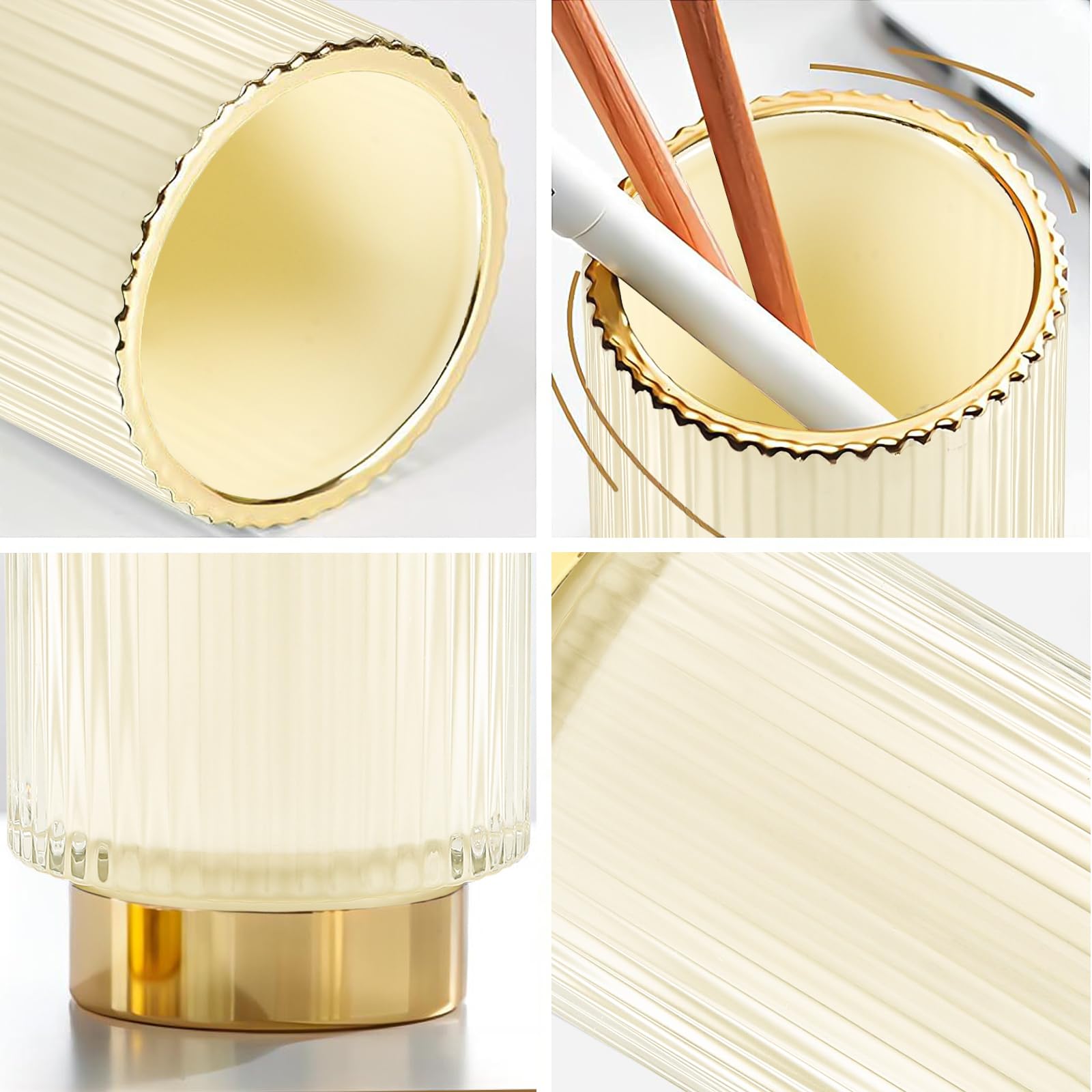 DASITON Make up Pinsel Organizer,Kosmetik Organizer Gold,Pinsel Organizer aus Glas,Pinselhalter Kosmetik,Makeup Brush Holder,Pinselhalter,Pinsel Aufbewahrung für Schlafzimmer,Badezimmer(Creme S) Kosmetik