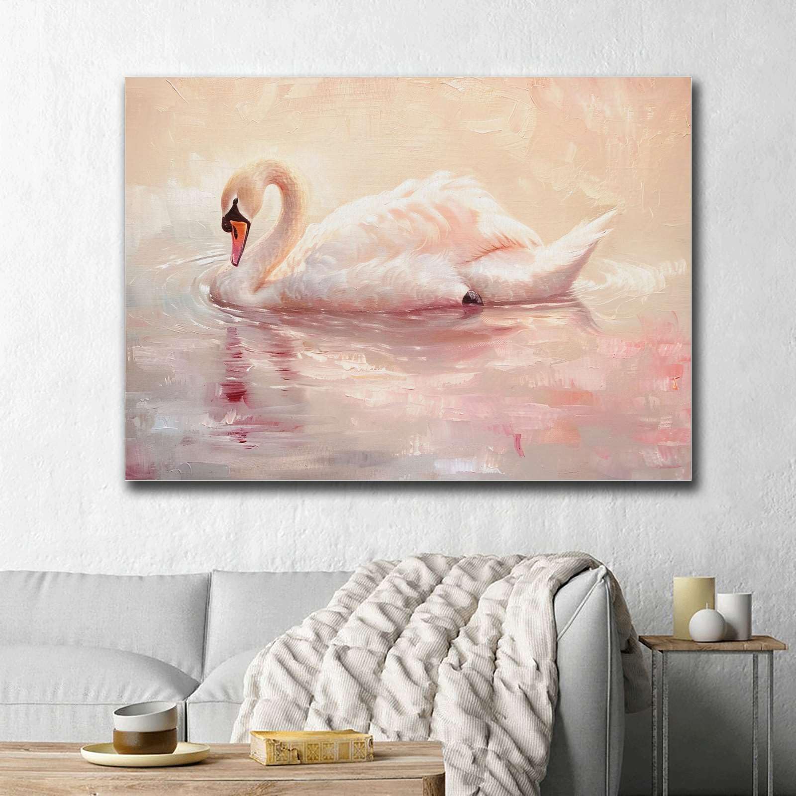 Amazon.com: HSHYXARTYX Canvas Painting Poster and Print Pink Swan