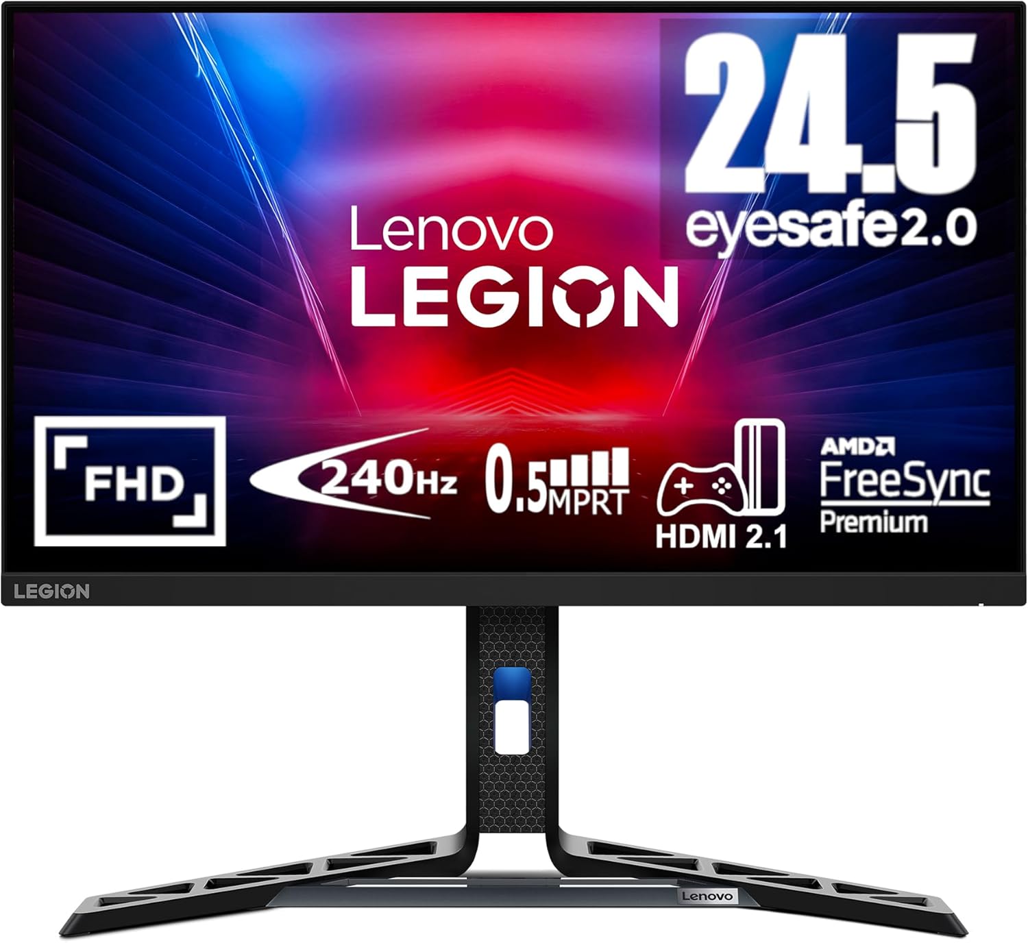 Lenovo Legion R25f-30 – 24.5 inch FullHD Gaming Monitor with EyeSafe (VA, 240Hz, 0.5ms, HDMI+DP, FreeSync Premium, Speakers) Tilt/Pivot/Swivel Adjustment – Black