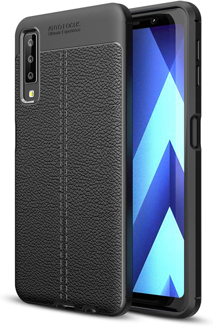 Taorey for Galaxy A7 2018 Case,Ultra Thin and Slim - Shockproof Drop Protection - Anti Slip and Scratch - TPU Leather Textured Scratch-Resistant for Samsung Galaxy A7 2018 / A750 Case - Black