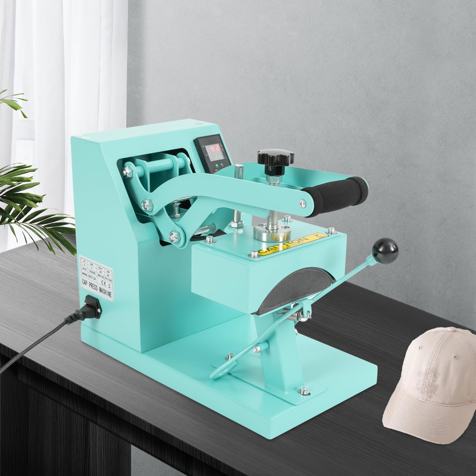DIY Hüte Wärmepresse Hitzepresse Transferpresse Maschine, Kap-Heißpressenmaschine für Hüte und Caps, Eisenmaterial, 550W Leistung, inklusive Bedienungsanleitung und Zubehör (Blau)