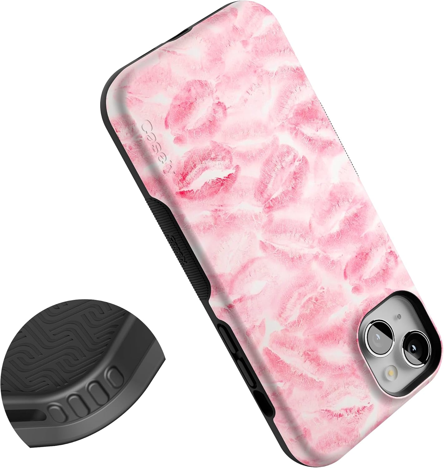 Casely iPhone 15 Case | Sealed with a Kiss | Pink Lipstick | Bold Protective Design | Compatible with MagSafe