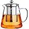 PARACITY Glass Teapot Stovetop 18.6 OZ, Borosilicate Clear Tea Kettle with Removable 18/8 Stainless Steel Infuser, Teapot Blo