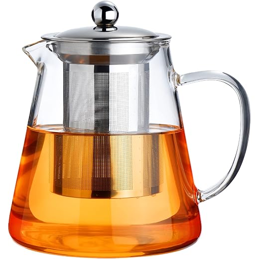 PARACITY Glass Teapot with stainless steel infuser 18.6 OZ