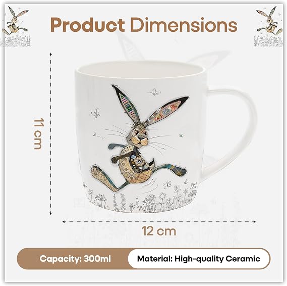 Lesser & Pavey Hesper Hare Mug | Ceramic Coffee Mugs for Home or Work | Premium Design Mugs for All Occasions | Designed By Bug Art Lovely Mugs for Tea, Coffee & Hot Drinks