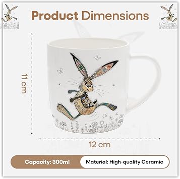 Lesser & Pavey Hesper Hare Mug | Ceramic Coffee Mugs for Home or Work | Premium Design Mugs for All Occasions | Designed By Bug Art Lovely Mugs for Tea, Coffee & Hot Drinks