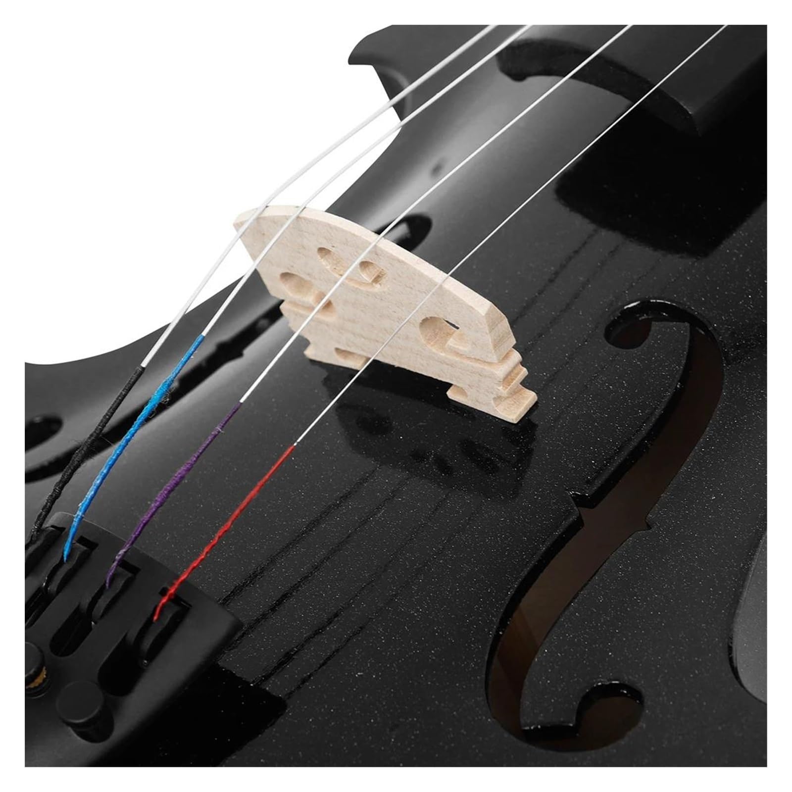 Violino 4/4 Nero Strumento A Corde Professionale In Legno Massello Acustico Violino(1SET)