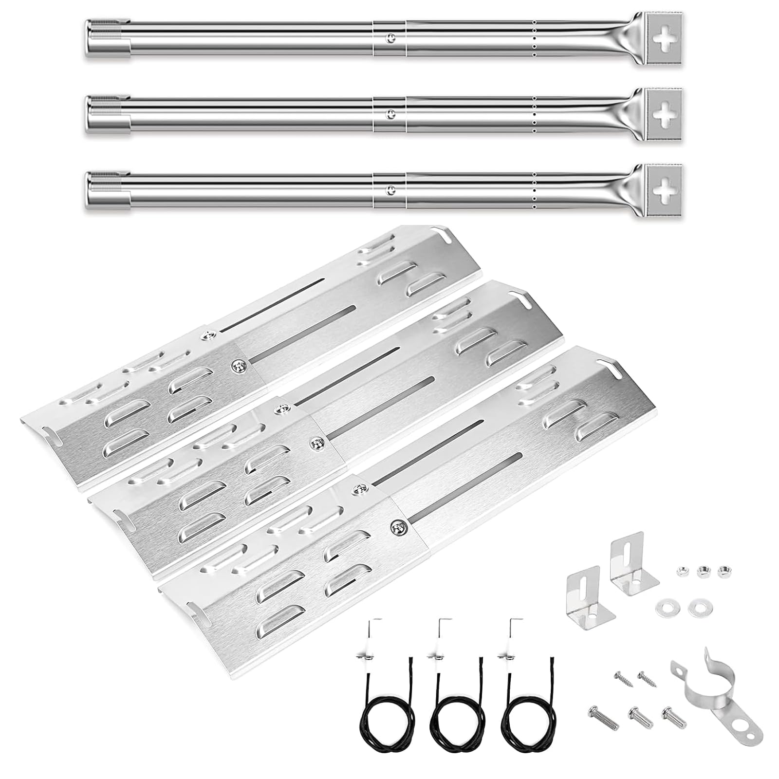 Denmay - Kit de reparación de Repuesto para Charbroil 463420509, 463460708, 463460710 Barbacoa a Gas, quemadores de Acero Inoxidable, Tubo Cruzado de Transporte, Placa de Calor domadores de Llama
