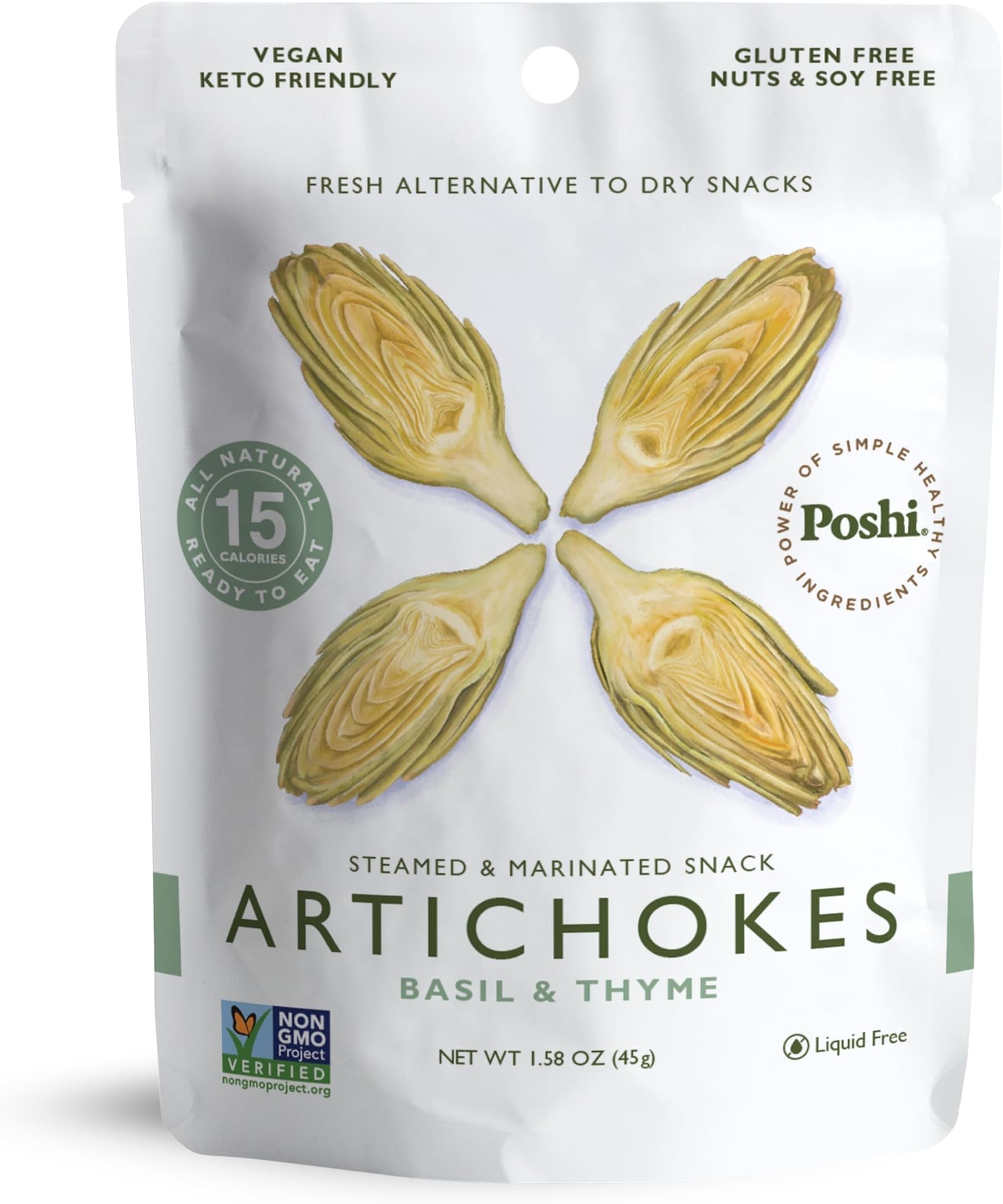 - Artichoke Hearts with Basil and Thyme – Ready-to-Eat Snack Pack – Vegan, Keto, Low Carb, Gluten Free, Non-GMO (10 Pack, 1.58 oz)