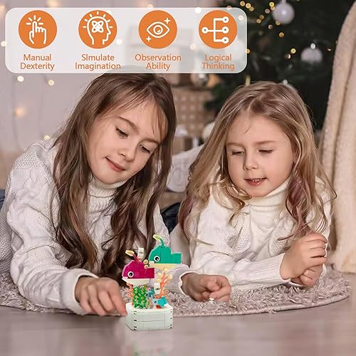 Miniatura 9 de LACHLAND Juguetes de bloques de construcción de insectos para niños, 214 piezas, juego de bloques de construcción de vid de abeja y flores,