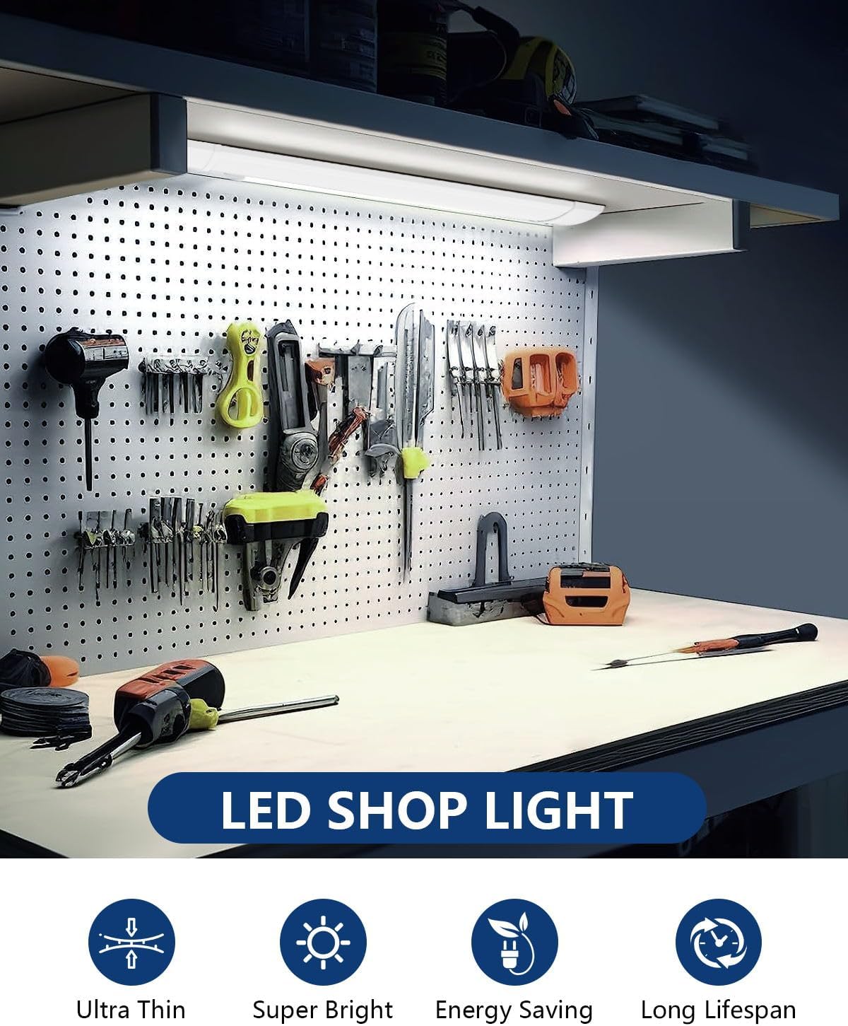 Sararoom 15Pcs 3ft LED Shop Light Fixture 30W LED Tube Light, 3600lm, 6500K Cold White, 90cm 35.4inch LED Garage Closet Light Ceiling Light for Office Home Basement, No Plug, No Ground Wire