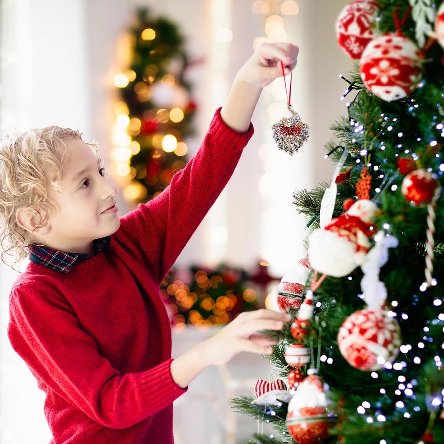 Peacock Christmas Ornaments 2025 Metal Bird Ornament for Christmas Tree Decor Metal Hanging Ornaments for Kids Colorful Rhinestones Peacock Ornament Keepsake Gifts for Women Men - Image 2