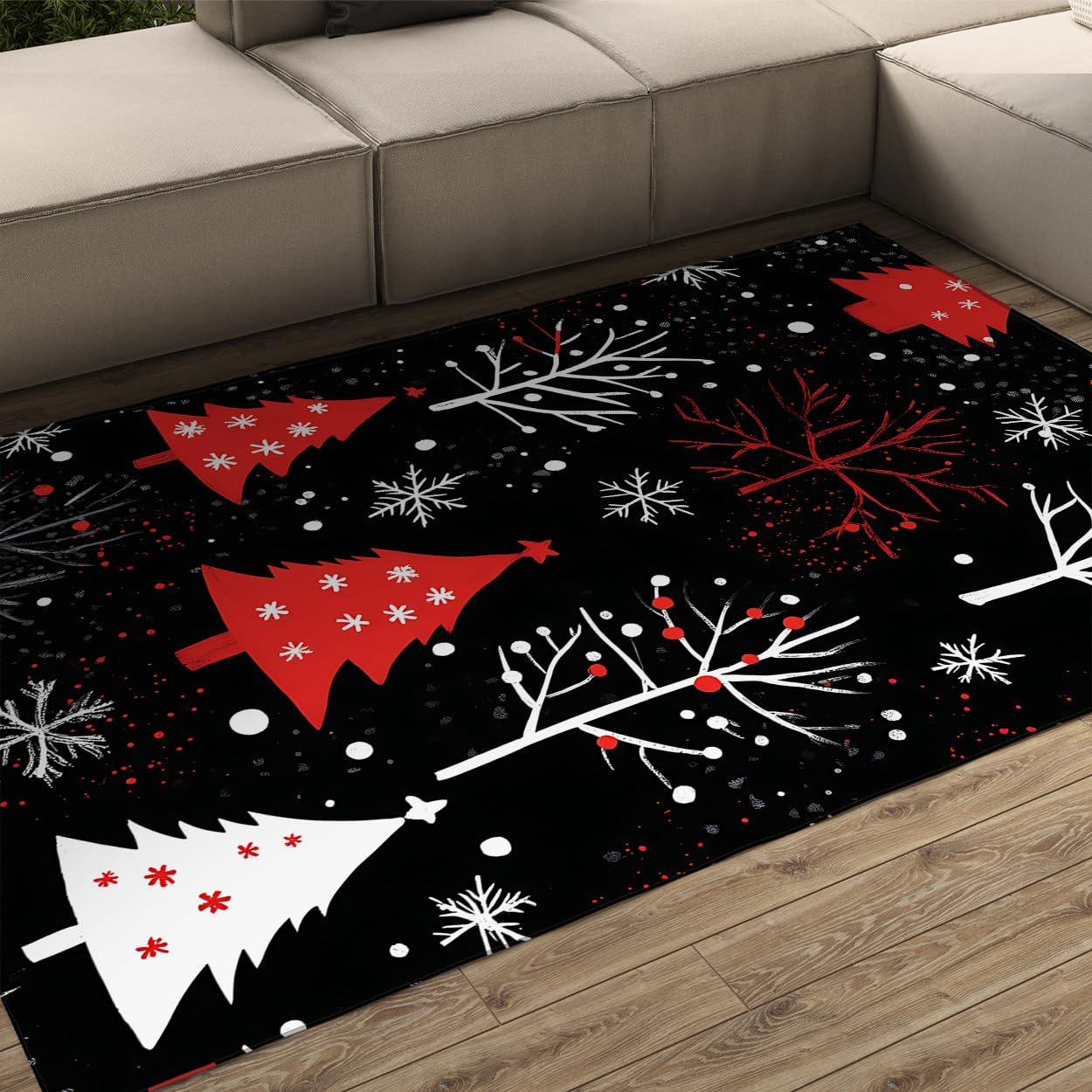 Tapis Noël doux lavable noir 100x150 cm pour décoration chambre