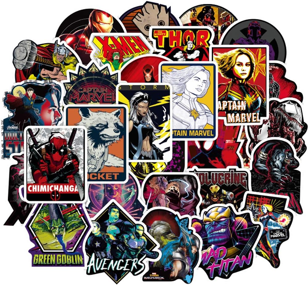 Laptop Stickers for Superheros[100PCS], Cool Comics Vinyl Decals for Hydro Flask Water Bottles MacBook Pad Phone Case Computer Bumper Skateboard Luggage, Graffiti Sticker for Kids, Adult