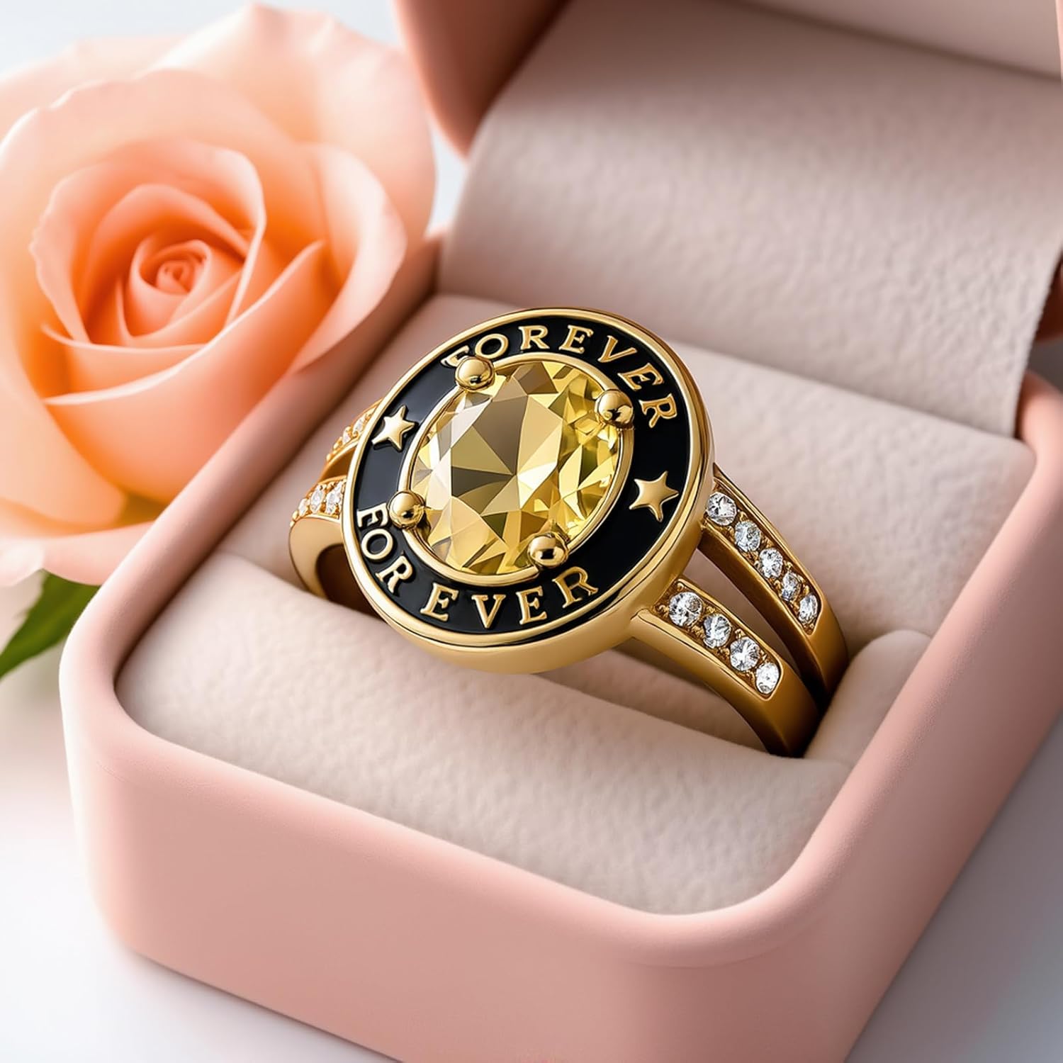 2026 High School Class Rings Personalized Custom College Graduation Ring for Women 10K/14K/18K Solid Gold with Birthstone