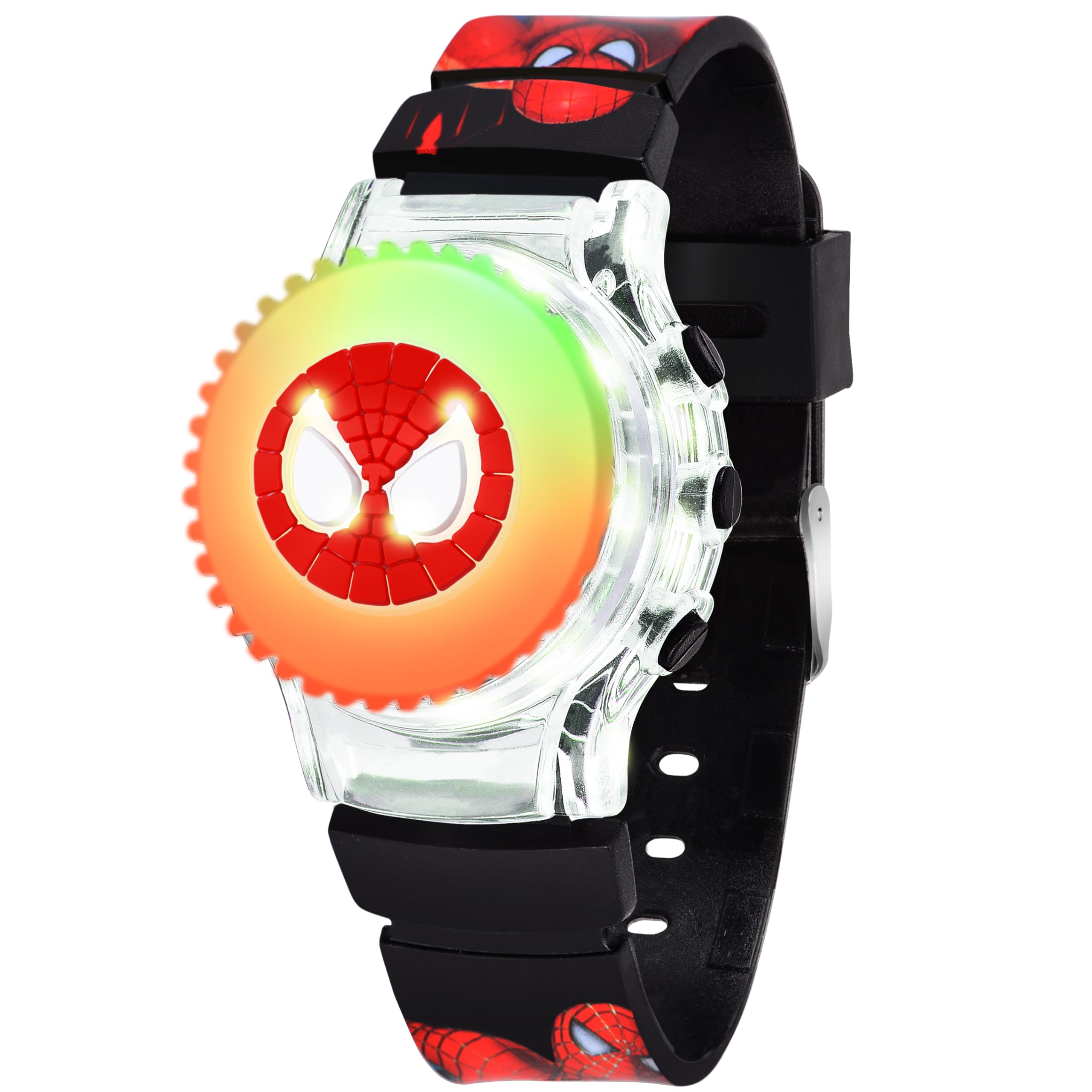 Shocknshop Nylon Digital Kid Children Cartoon Toy Rotating Top With Lights Watch For Boys -W102 (Black), Clear Dial, Black Band (B0CMLJT3DZ) Amazon Price History, Amazon Price Tracker