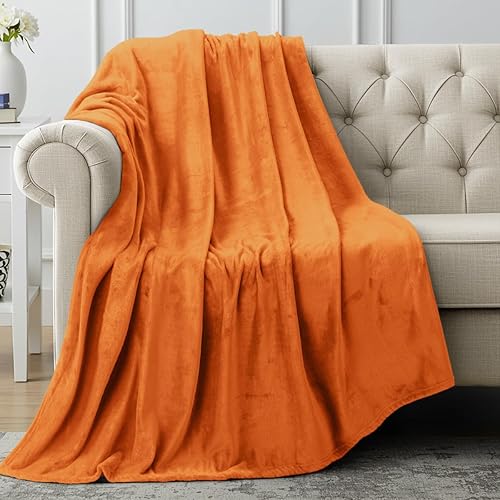 Utopia Bedding Manta de forro polar, tamaño naranja quemado, 10.58 ozm, de lujo, mullida, suave y antiestática de microfibra (60 x 50 pulgadas)