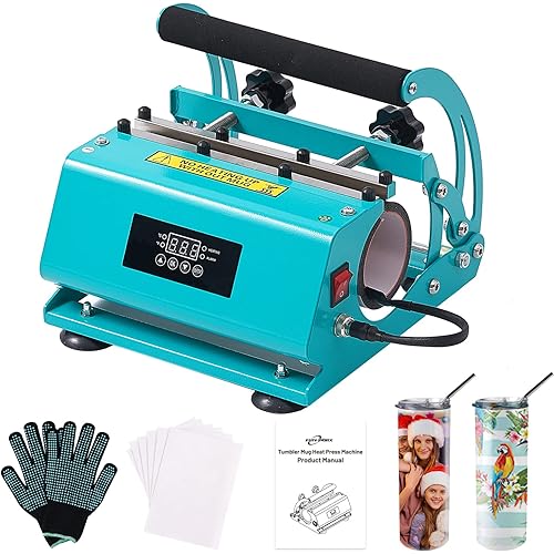 FUN-WORX Tumbler Heat Press Machine for 11OZ-20OZ Without Gloves, DIY Mug Cup Heat Transfer 110V, with Gloves and Heat-Resistant Tape Sublimation Heat Press Machine Mug Tumbler Heat Press