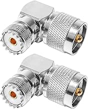 Anina UHF Male PL259 to SO239 UHF Female Coax Connector Right Angle L Shape Low Loss Antenna Adapter for Coaxial Cable RF CB Ham Radio Antenna 2-Pack