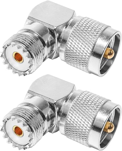 Anina UHF Male PL259 to SO239 UHF Female Coax Connector Right Angle L Shape Low Loss Antenna Adapter for Coaxial Cable RF CB Ham Radio Antenna 2-Pack