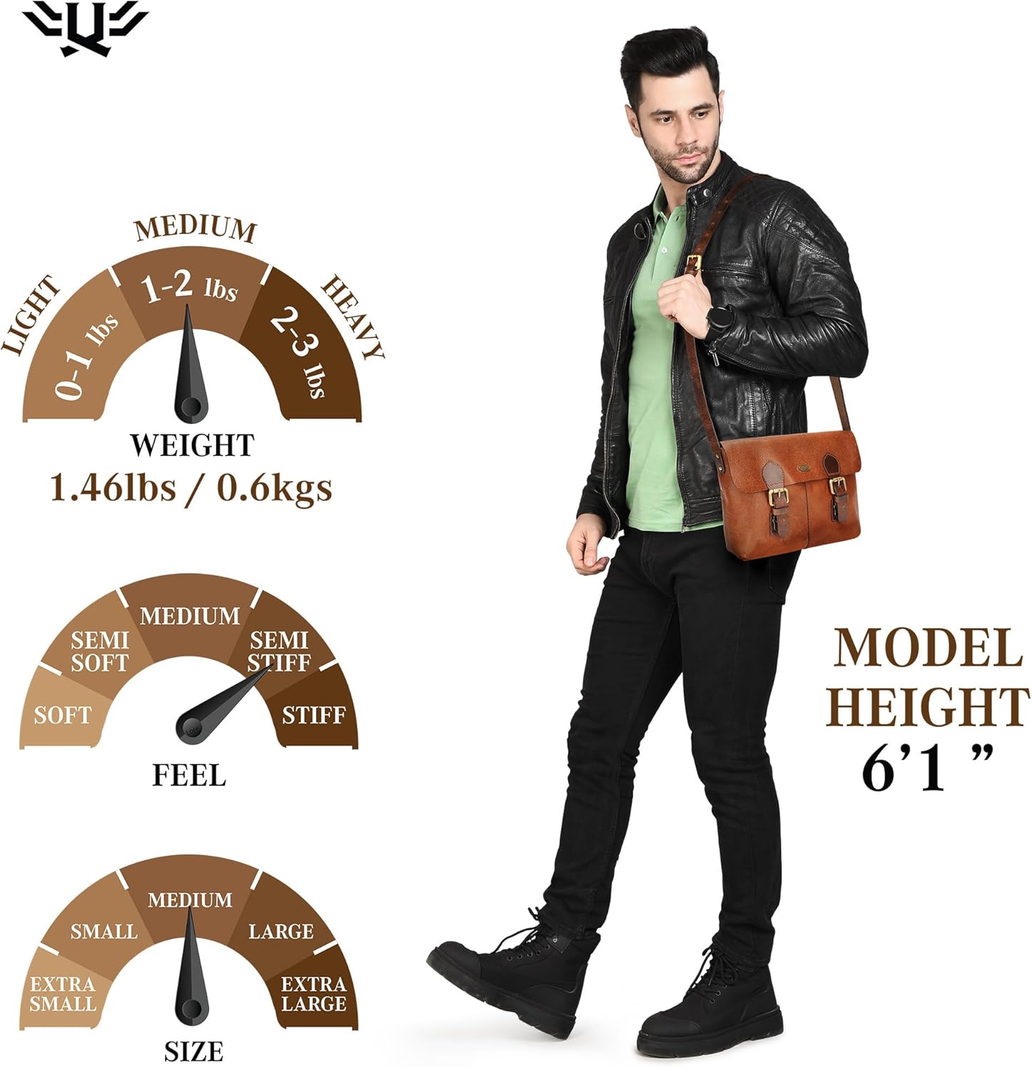 Leather Messenger Bag for Men & Women, Over the Shoulder Bag for Women Crossbody & Mens Briefcase Office Bag