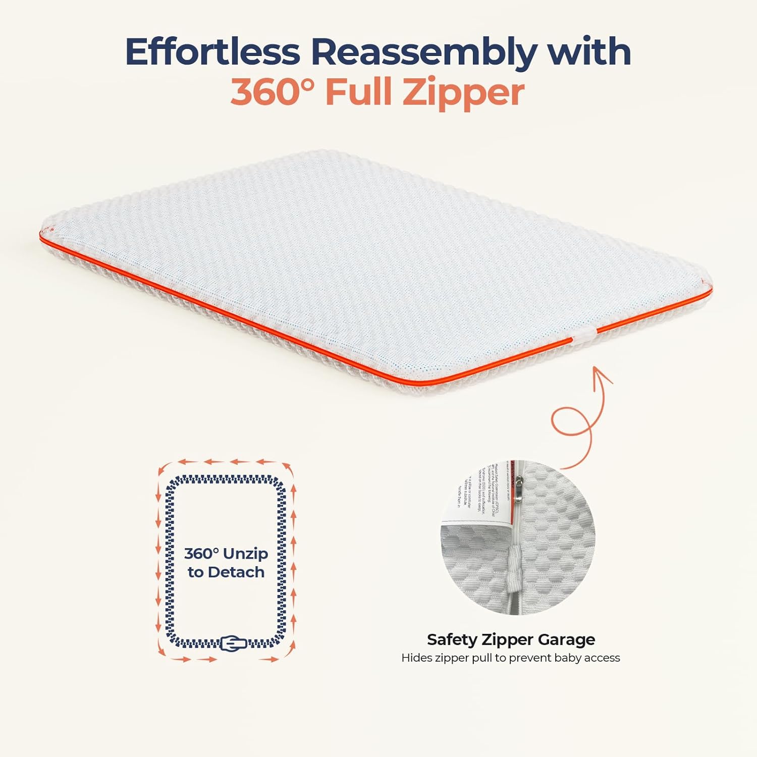ANGELBLISS Pack and Play Mattress - 1.5" Thick Mattress Pad for Infants to Toddlers, Dual Sided Comfort Gel Memory Foam Mattress with 3D Quilted Breathable Cover