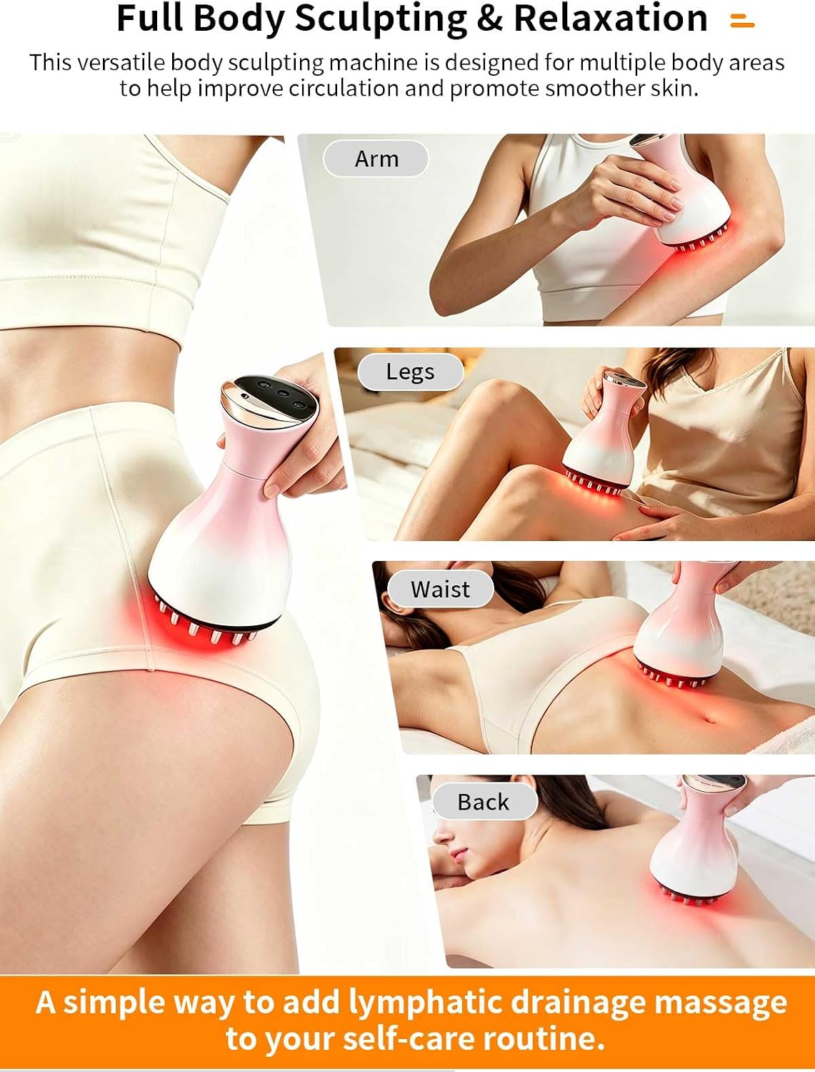 Zaybuon Lymphatic Drainage Massager for Body, 35 Levels Portable Body Massager for Legs, Arms & Abdomen, Cellulite Massage Tool for Full Body Relaxation and Skin Care-zs15