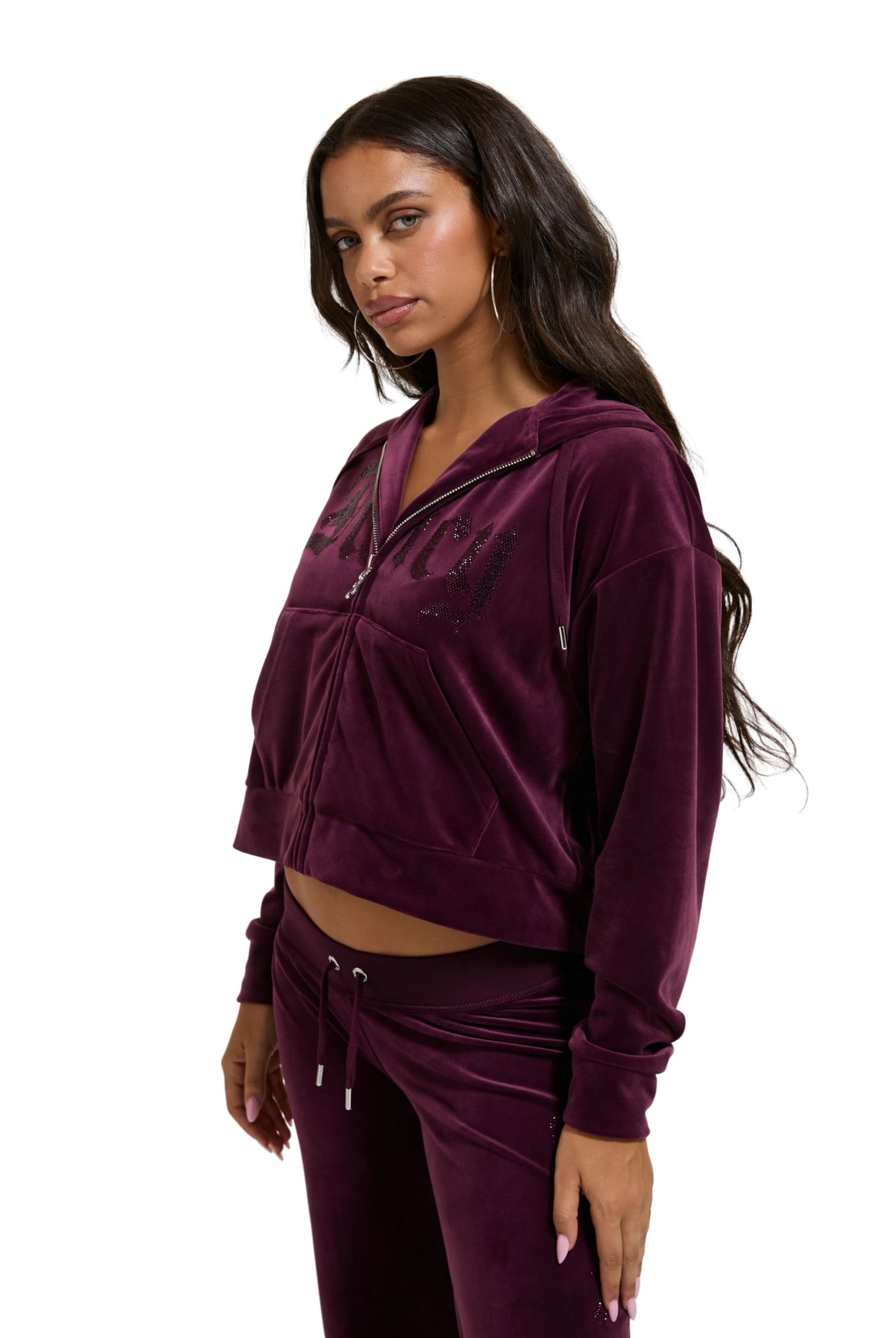 Juicy Couture Donna Top Corto Oversize Old Gothic con Strass
