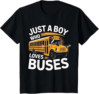 Kids School Bus Costume Just a Boy who loves Buses T-Shirt