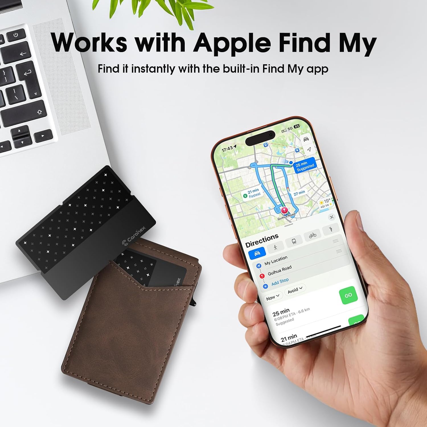Apple AirTag Card [Certifié Apple MFi] Carte de suivi de portefeuille pour Apple Find My, batterie de 5 à 10 ans, étanchéité IP68 pour portefeuille, sac, bagages (lot de 4)