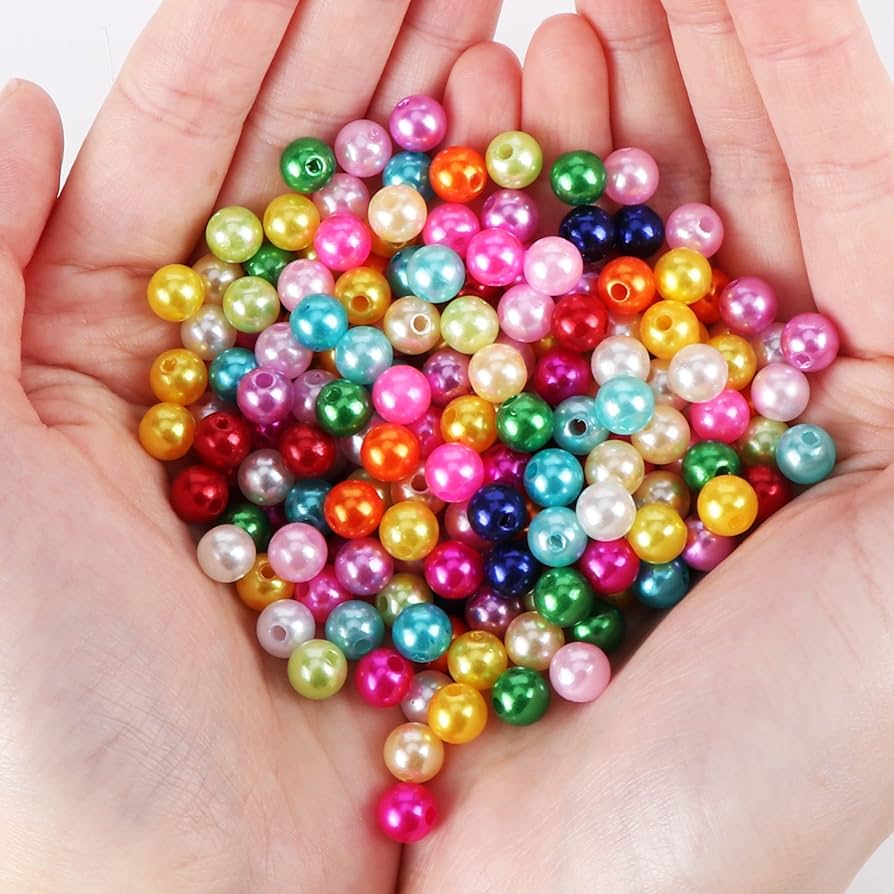 100 Perline Arcobaleno A Strisce Rotonde 8mm Per Gioielli Fai Da Te - Resina Colorata Per Bracciali E Collane - 2