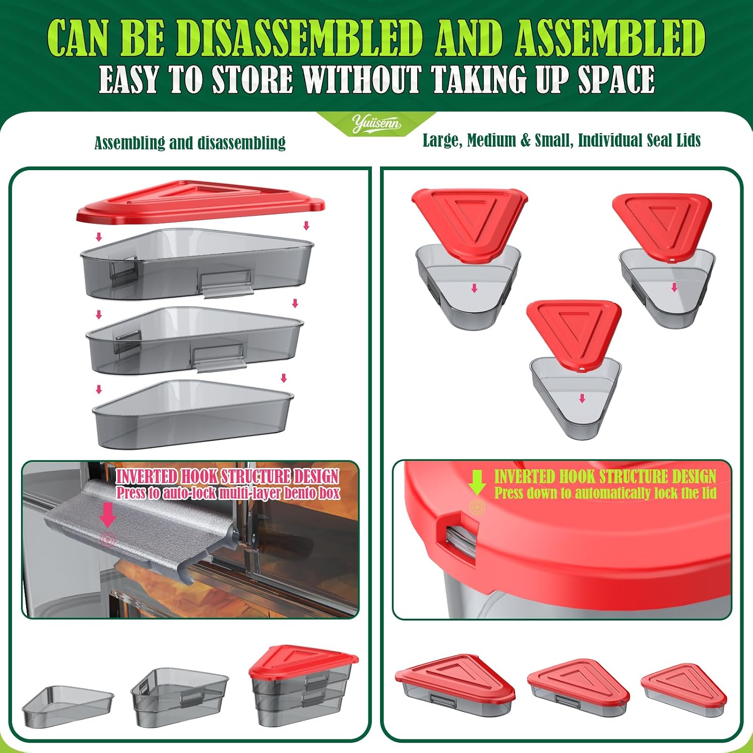 Pizza Storage Container, Expandable Pizza Slice Box, Upgrade, 3 Lids