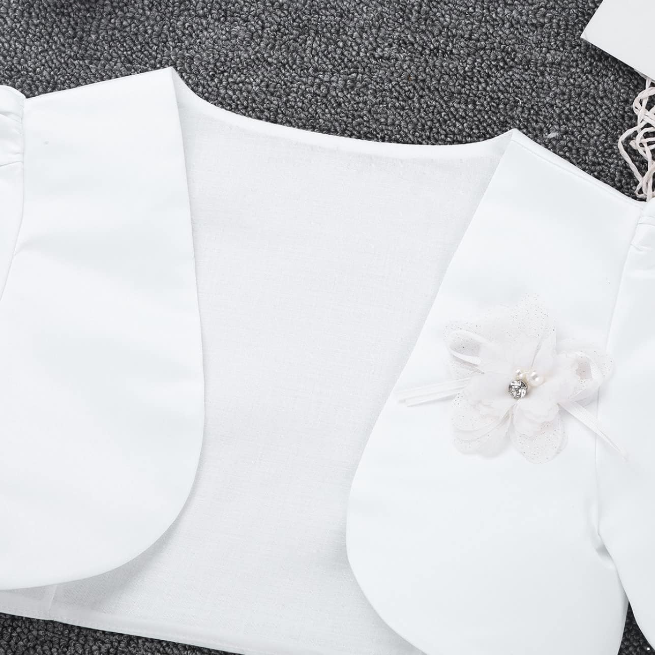Kids Girls Long Sleeve Bolero Shrug Short Shawl Cardigan Wedding Party Flower Dress Cover Up Jacket White 9-10 Years