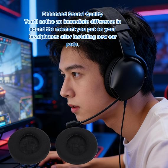 2pcs Ear Pads Replacement for Alienware AW720H AW520H Headphones, Breathable Mesh Fabric Foam Headset Ear Cushions with Memory Foam, for Comfortable Listening Experience