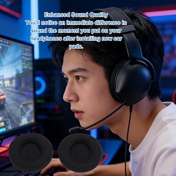 2pcs Ear Pads Replacement for Alienware AW720H AW520H Headphones, Breathable Mesh Fabric Foam Headset Ear Cushions with Memory Foam, for Comfortable Listening Experience