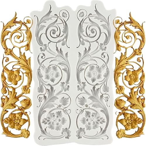 Miniatura 10 de Molde de Fondant Barroco Moldes de Silicona de Volutas de Calados de Encaje Moldes de Filigrana 3D Esculpidos para Decoración de Tartas de Azúcar