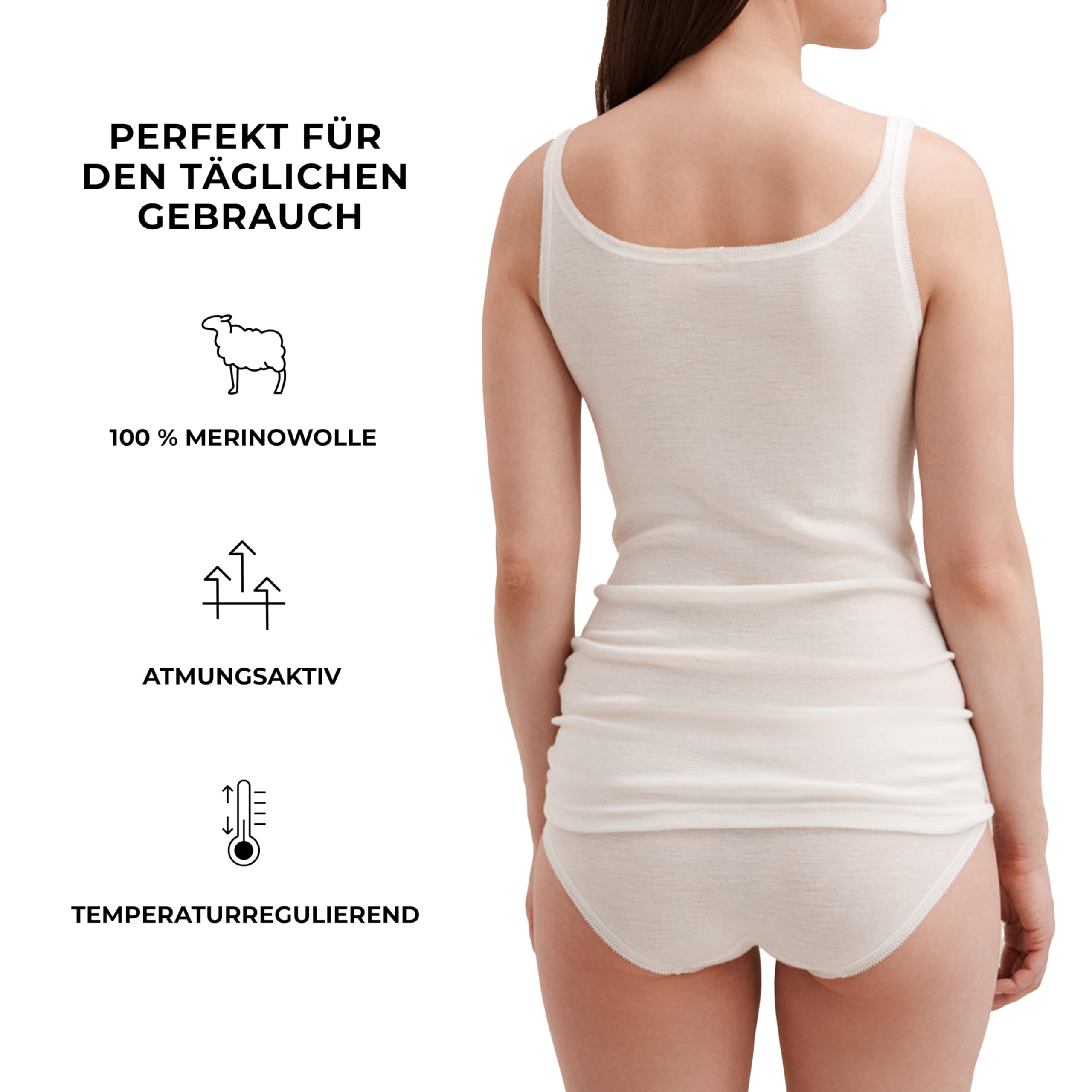 DILLING Damen Merino Wolle Trägertop – Unterhemd Aus 100% Bio Merinowolle – Atmungsaktives Top Mit Trägern Ohne Superwash